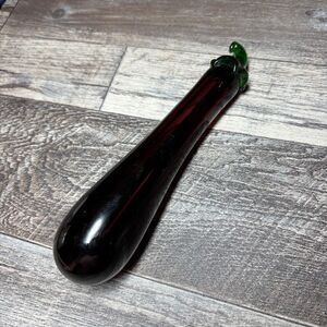 Vintage Murano-Style Glass Eggplant Figurine – Deep Plum Purple Art Glass Vegeta